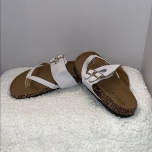 Victoria K white footbed sandals